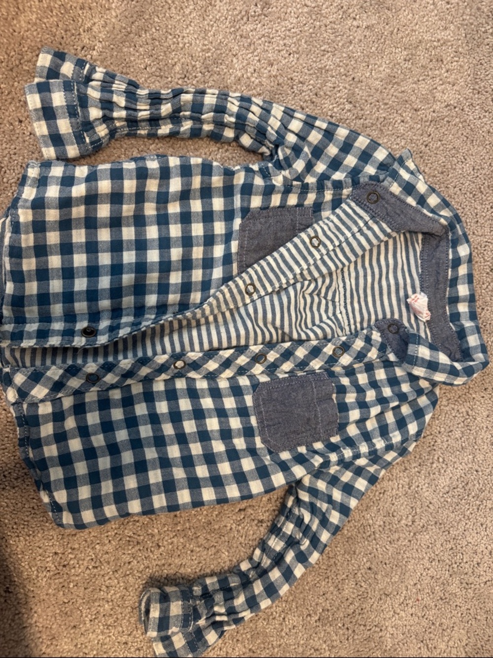 Cat & Jack Blue and White Plaid Button-Down Shirt